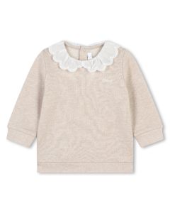 Chloé Girls Beige Cotton Frill Collar Sweatshirt