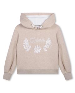 Chloé Girls WS24 Beige Organic Cotton Hoodie