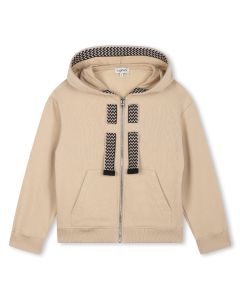 Lanvin Boys WS24 Beige Organic Cotton Zip-Up Hoodie