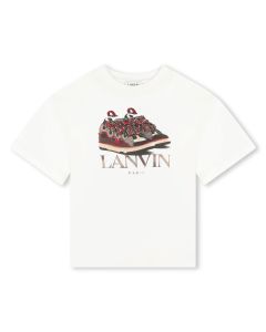 Lanvin Boys WS24 Ivory Curb Trainer Logo T-Shirt