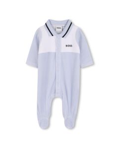 BOSS Boys Pale Blue Velour Babygrow WS25