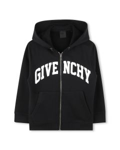 Givenchy Boys 2024 Black Cotton Varsity Zip-Up Hoodie