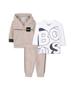 BOSS Baby Boys Beige MarlCotton Tracksuit Set WS25