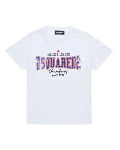 DSQUARED2 White College Print T-shirt SS25
