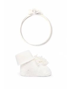 Mayoral Ivory Knitted Booties & Headband