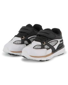 BOSS Boys Black & White Leather & Mesh Trainers WS25