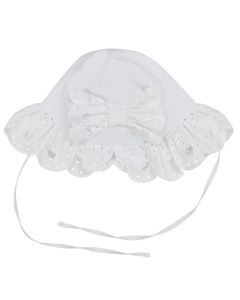 Little A White 'Jen' Broderie Anglaise Sunhat With Ties And Bow