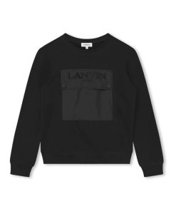 Lanvin Boys Black Cotton Pocket Sweatshirt
