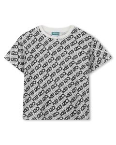 KENZO Boys White And Black Logo T-Shirt SS25