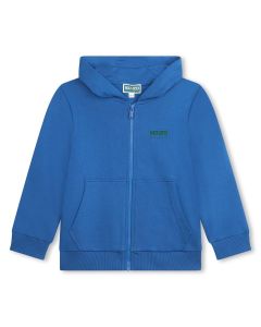 KENZO KIDS Boys Bright Blue Green Logo Zip-Up Top
