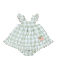 Deolinda Baby Girls 'Mimosa' Green Gingham Dress and Bloomers SS25
