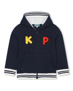 KENZO KIDS Boys Navy 'K' & 'P' Logo Zip-Up Hoodie