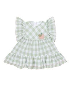 Deolinda Girls 'Mimosa' Green Gingham Dress SS25