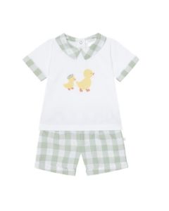 Deolinda Boys 'Mimosa' Green Gingham Short Set SS25