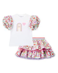 A Dee 'Evita' Heart Print T-Shirt And Skirt Set