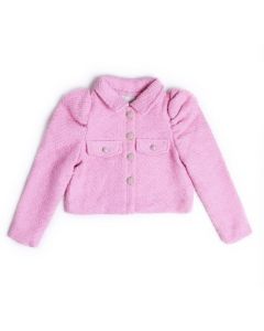 BCBG Girls Tweed Puff Sleeve Jacket in Pink