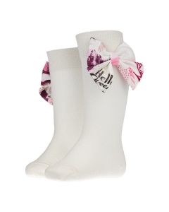 Daga Ivory and Burgundy Bow Socks WS25