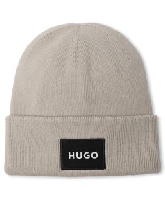 HUGO Boys Beige Cotton Knit Beanie Hat AW25