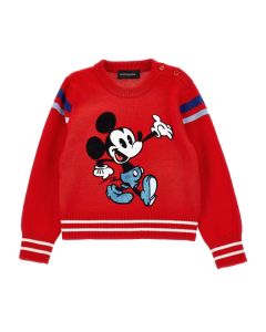 Monnalisa Boys Red Wool Disney Mickey Mouse Sweater