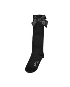 A Dee Girls Black 'Binky' Bow Knee-High Socks