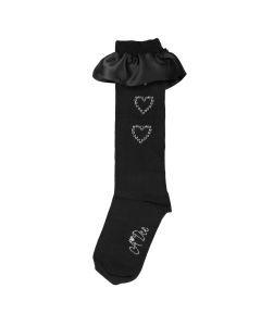 A Dee Girls Black 'Betty' Heart Knee-High Socks