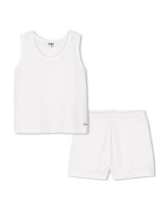 Chloe Girls Ivory Knitted Short Set SS25