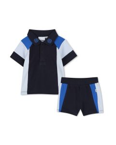BOSS Baby Boys SS25 Blue Cotton Colourblock Shorts Gift Set