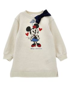 Monnalisa Girls Beige Jersey Minnie Mouse Dress