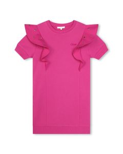 Chloé Girls Pink Cotton Eyelet Dress