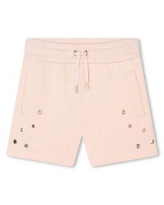 Chloé Girls SS24 Pale Pink Organic Eyelet Cotton Shorts