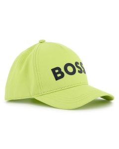 BOSS Older Boys SS25 Lime Green Cotton Logo Cap