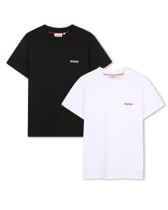 HUGO Boys Permenant Black Cotton Large Box Logo T-Shirt Pack