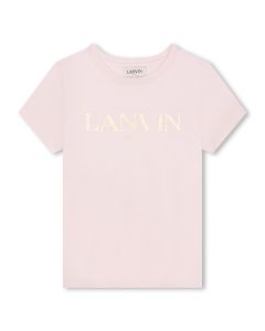 Lanvin Girls Pale Pink & Gold Organic Cotton T-Shirt