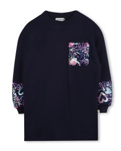 Billieblush Girls Blue Cotton Sequinned Sweatshirt Dress WS25