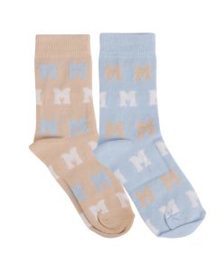 Mitch & Son Boys Beige and Blue ' Anwar' Socks (2 Pack)