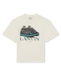 Lanvin Ivory Curb Trainer Logo T-Shirt