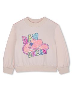 Billieblush Girls Pink Cotton Sequin Cowboy Hat Sweatshirt WS25