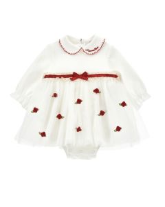 Monnalisa Ivory and Red Rosebud Dress WS25