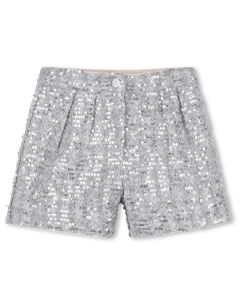 Billieblush Girls Silver Sequin Tweed Shorts WS25