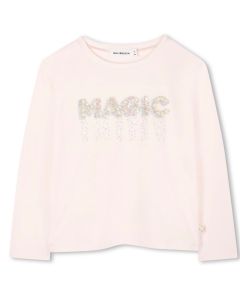 Billieblush Girls Pale Pink Cotton Jersey Magic Sequin Top WS25