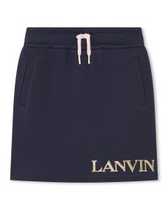 Lanvin Girls Navy Blue & Gold Organic Cotton Skirt