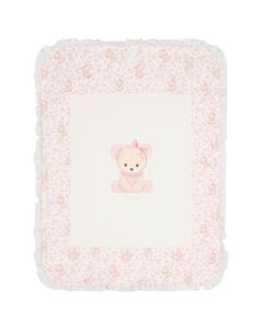Monnalisa Baby Girls Ivory & Pink Floral Teddy Blanket WS25