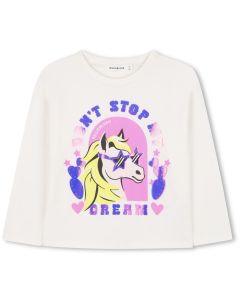 Billieblush Girls Ivory Slogan Top with Glittery Pony WS25