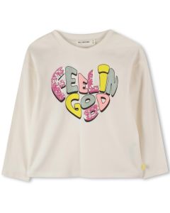 Billieblush Girls Ivory Glittery Slogan Top with WS25