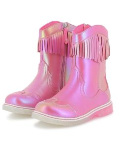 Billieblush Girls Iridescent Pink Fringe Boots