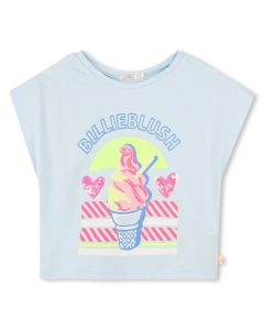 Billieblush Girls SS25 Light Blue Cotton Ice Cream T-Shirt