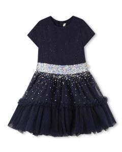 Billieblush Girls Navy Blue Sequinned Tulle Dress