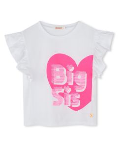 Billieblush Girls White Cotton Big Sis Heart T-Shirt