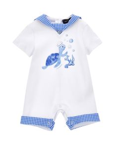 Monnalisa Baby Boys White Turtle Cotton Shortie