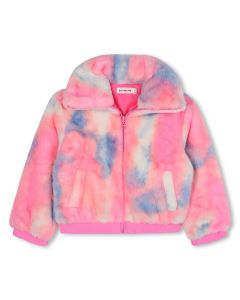 Billieblush Girls Pink & Blue Plush Faux Fur Jacket